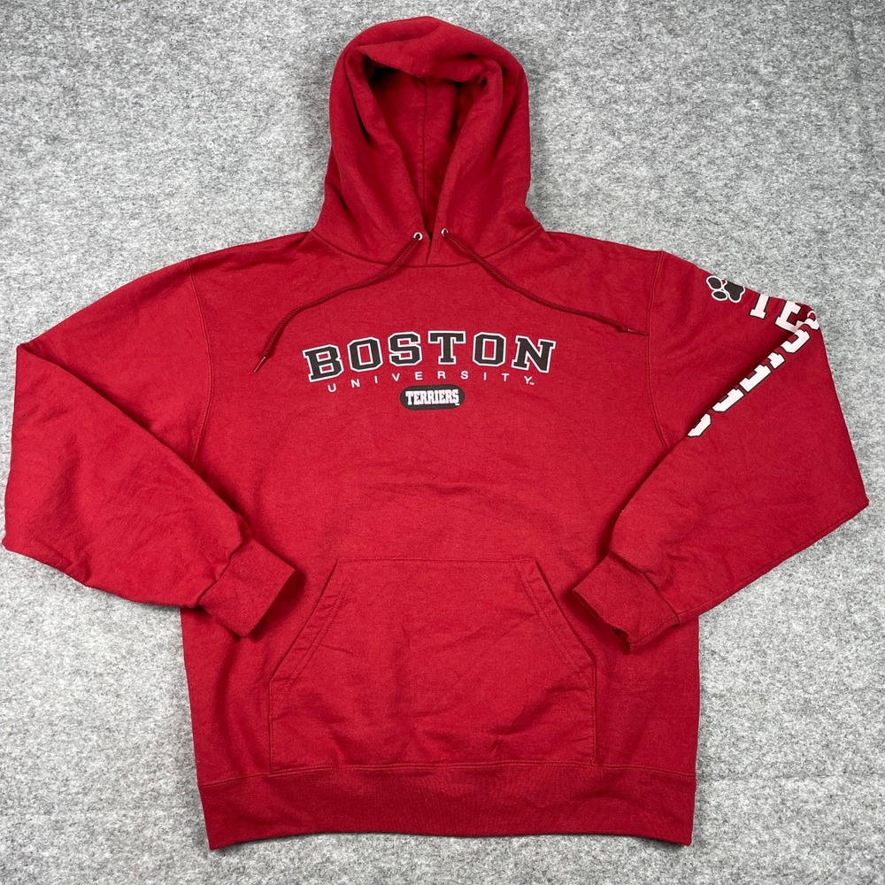 Boston University Terriers Hoodie Mens M Red Champion Pullover Sweatshirt BU
